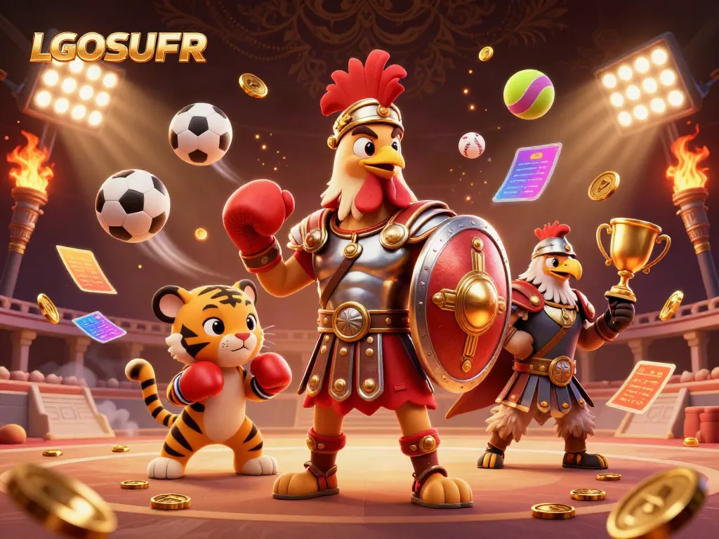 Experience the thrilling essence of LGOSUPER with our vibrant casino-themed illustration showcasing an energetic scene filled with characters and gaming elements.