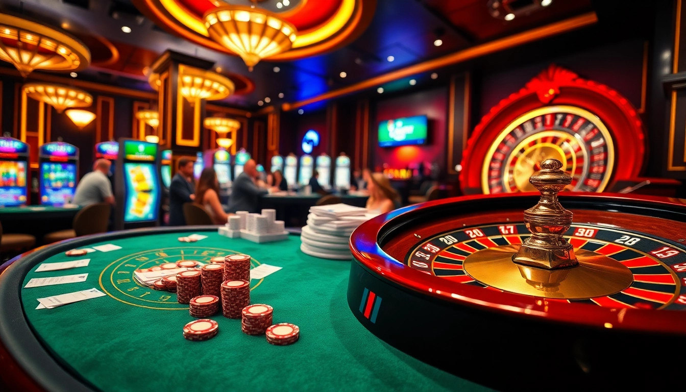Experience the excitement at nhà cái cm88 with vibrant poker tables and glamorous casino elements.