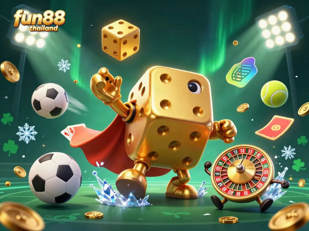 Experience the winning excitement with fun88 thailand in this vibrant 3D casino illustration.