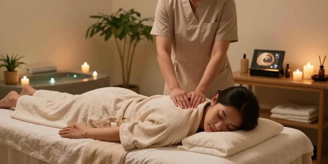 Relaxing 강동구출장마사지 session in a tranquil spa environment with a soothing atmosphere.