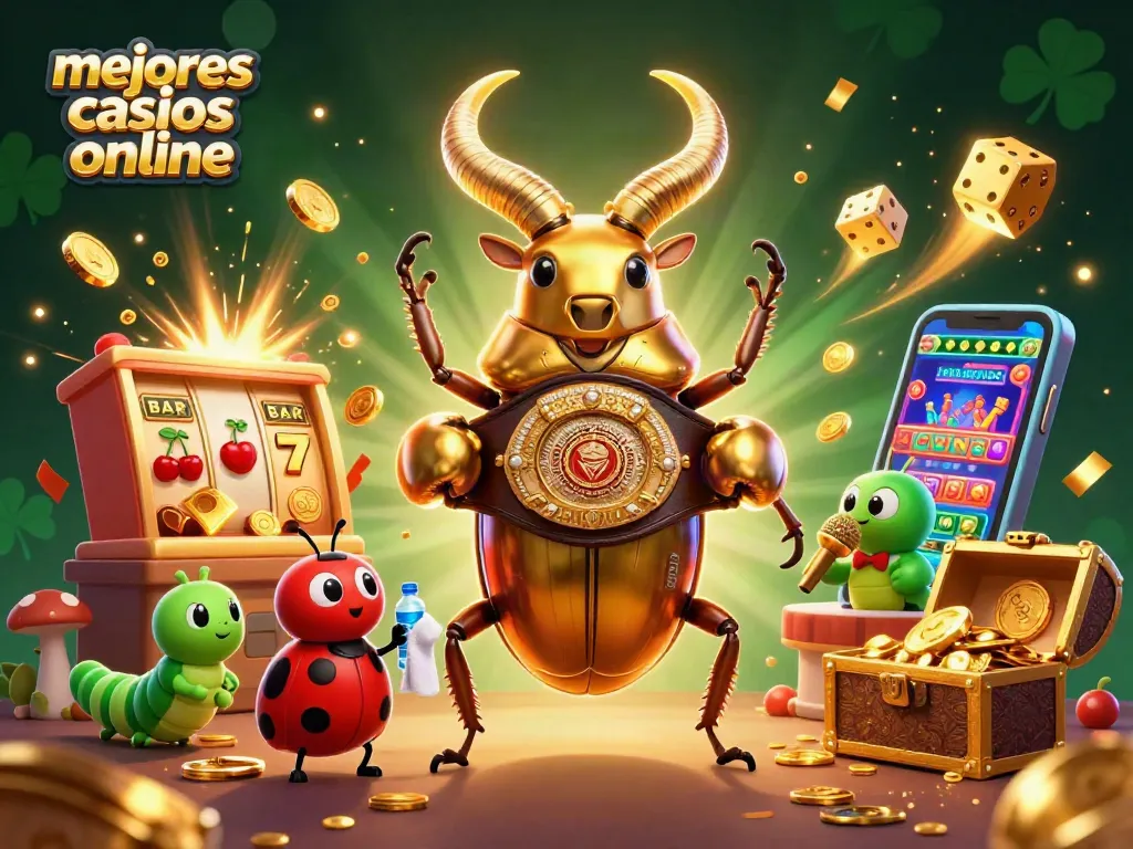 Juega en los mejores casinos online, con un escarabajo dorado y tragamonedas explosivas de premios.