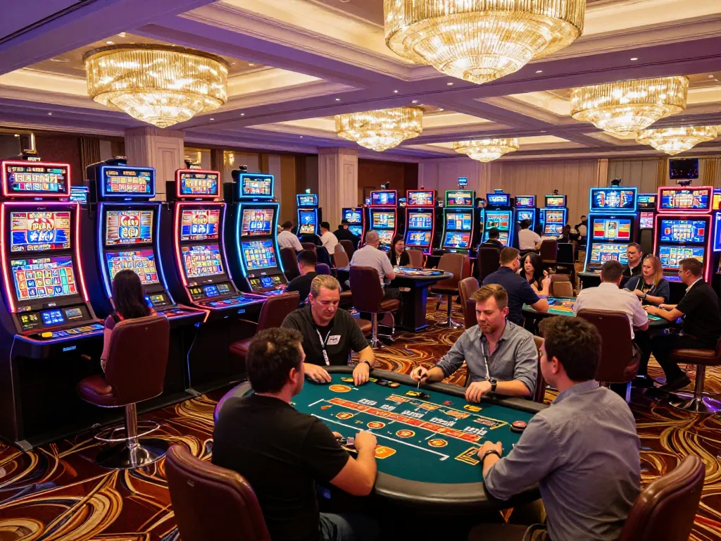 Players enjoying the thrilling games at SC88 casino with vibrant slot machines and dynamic atmosphere.