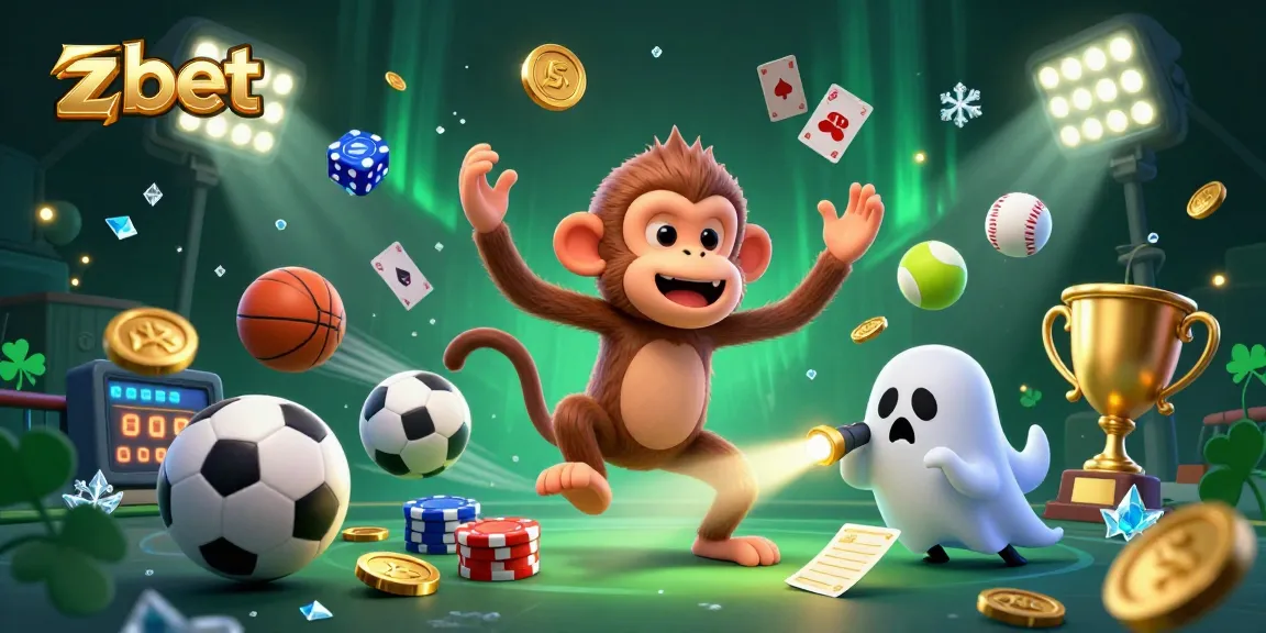 Experience thrilling action with zbet in a haunted casino scene with ghosts and sports elements.