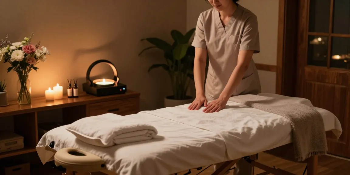 Luxury 출장마사지 setup with calming oils and serene atmosphere.