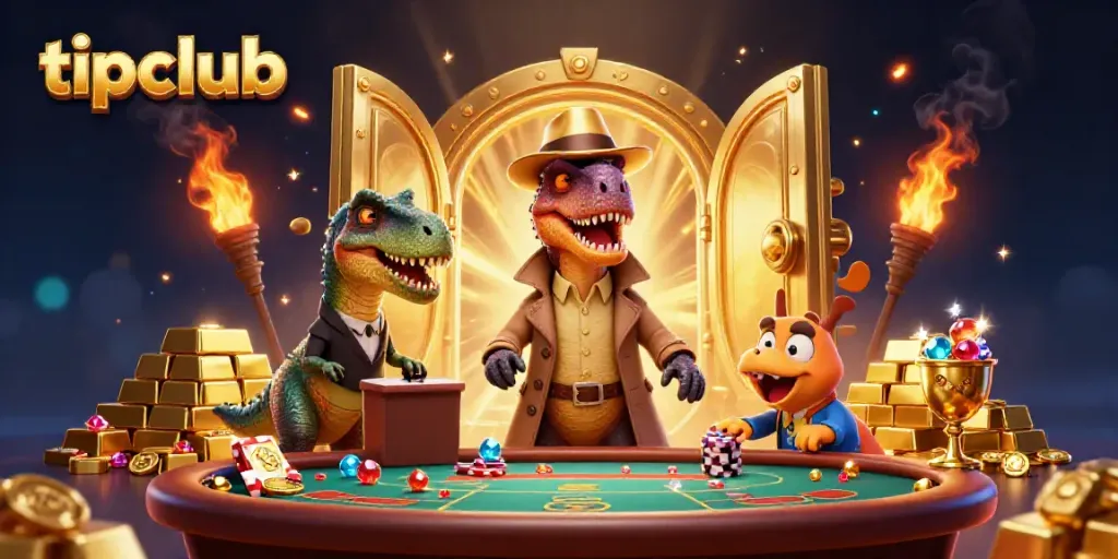 Engage in thrilling gameplay at tipclub with a velociraptor card counter attempting to blend in at a blackjack table.