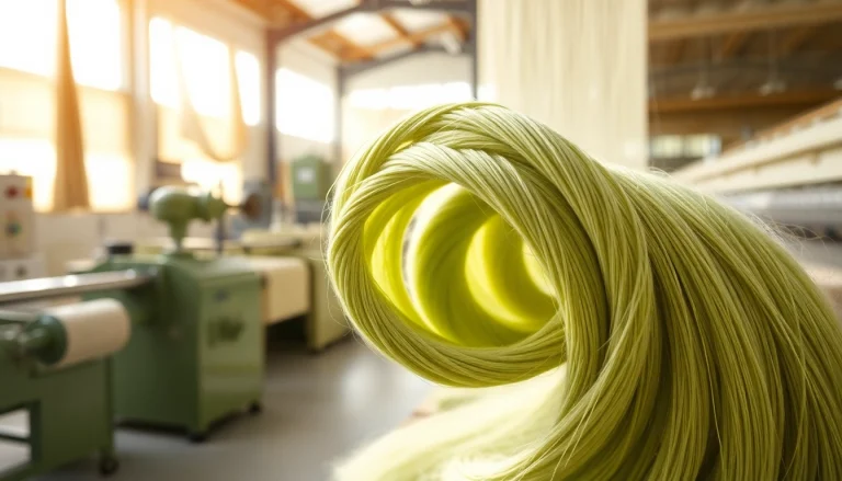 Viscose fibers being skillfully crafted in a serene textile studio.